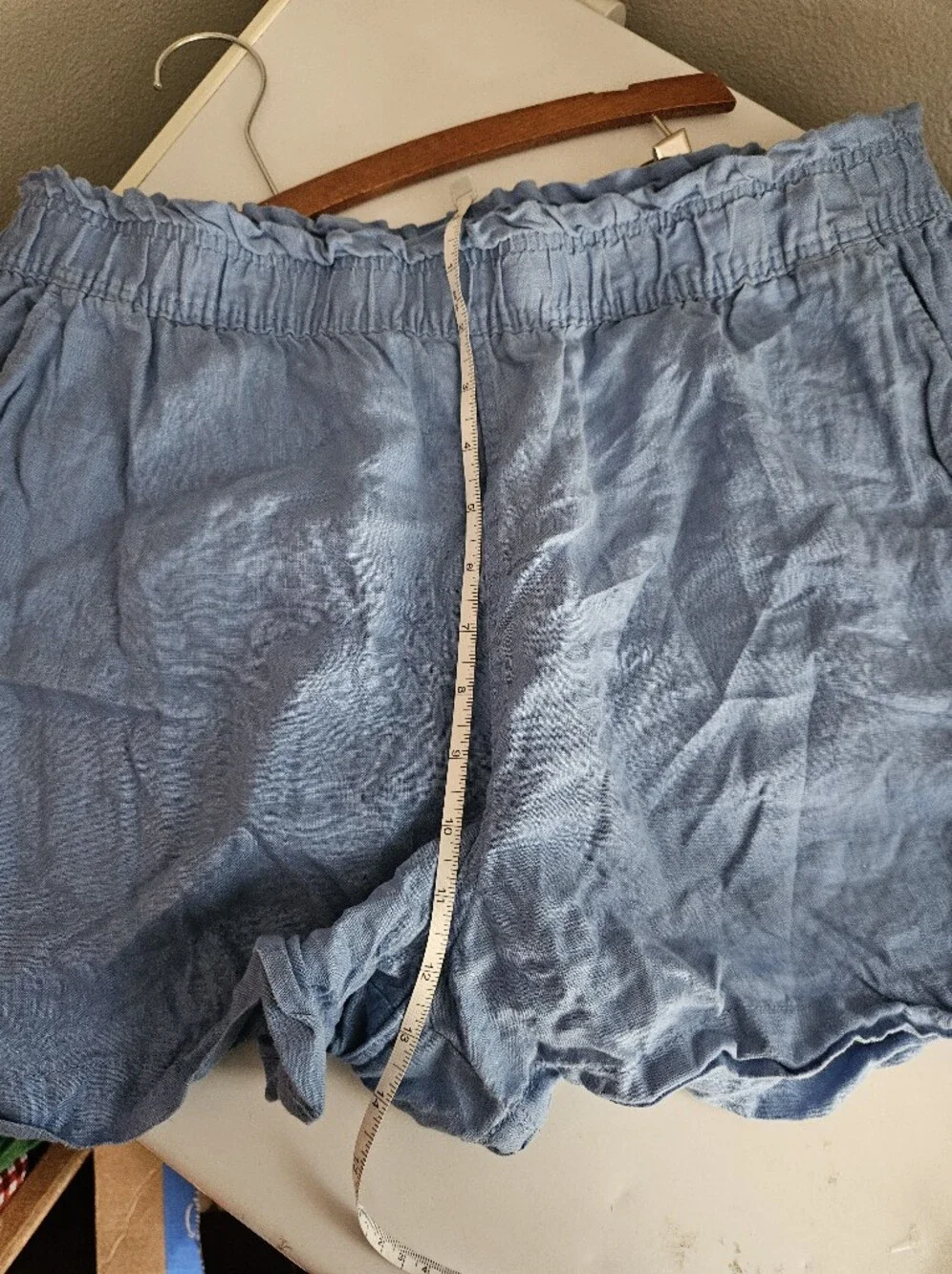 Blue Linen Shorts Large 2